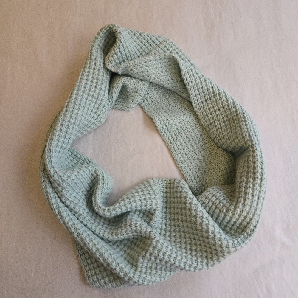 J. Crew Wool Blend Chunky Soft Mint Green Waffle Knit Infinity Scarf MI3